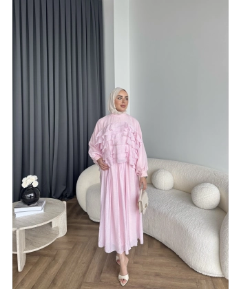 Ng - Kave Fırfırlı Etekli Takım - Pembe