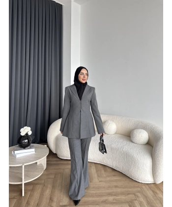 Fuş - Arna Düğme Detay Takım - Gri