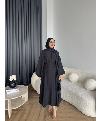 Qu - Balon Kol Etekli Takım - Siyah