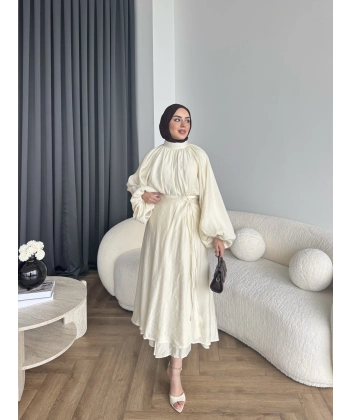 Qu - Balon Kol Etekli Takım - Krem