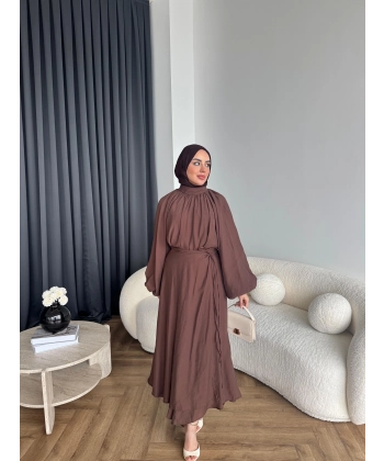 Qu - Balon Kol Etekli Takım - Acı Kahve