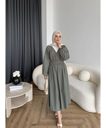 Milsa Lastikli Elbise - Yeşil