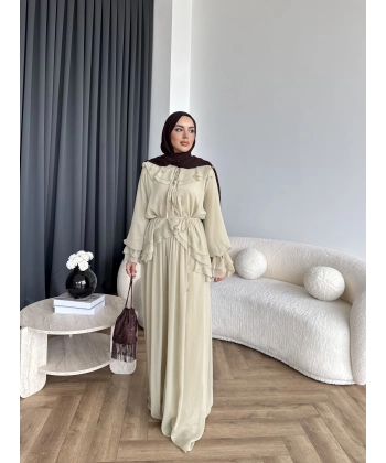 Ah - Elanar Fırfır Detaylı Pantolonlu Takım - Yeşil - ÖN SİPARİŞ