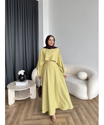 Duq - Ledtan Pelerin Yaka Elbise - Yeşil