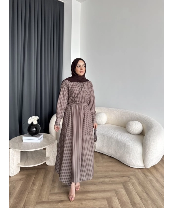 Duq - Nihle Çizgili Elbise - Yeşil