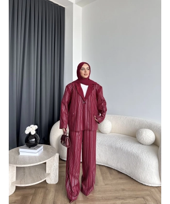 Asil Pırlanta Ceketli Takım - Bordo