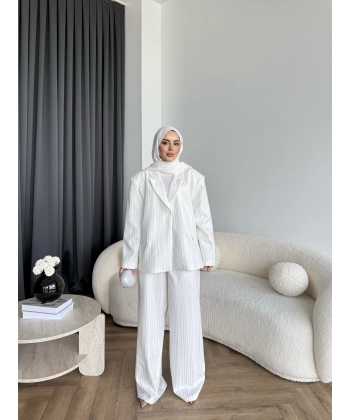 Asil Pırlanta Ceketli Takım - Beyaz