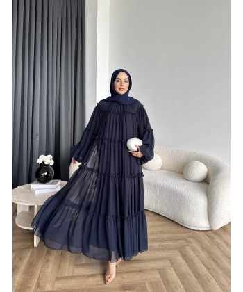 Hen - Luzy Şifon Elbise - Lacivert