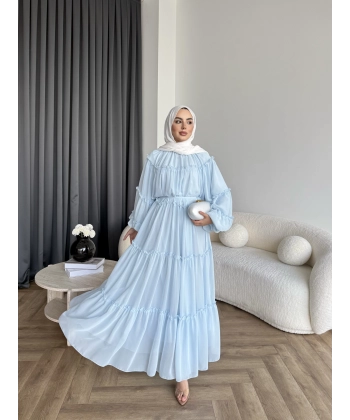 Hen - Luzy Şifon Elbise - Mavi