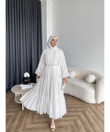 Hen - Luzy Şifon Elbise - Beyaz