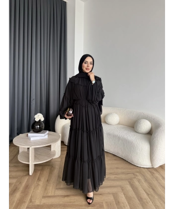 Hen - Luzy Şifon Elbise - Siyah