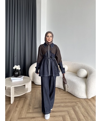 Pwn - Dark Çift Fermuar Denim Takım