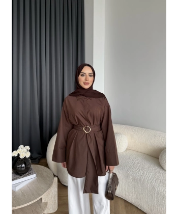 Hen - Noble Kuşaklı Gömlek - Kahve