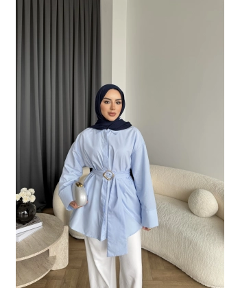 Hen - Noble Kuşaklı Gömlek - Mavi