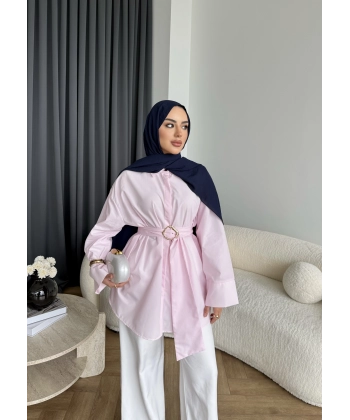 Hen - Noble Kuşaklı Gömlek - Pembe