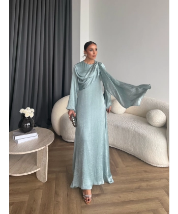 Fuş - Warm Kraş Taşlı Elbise - Mint