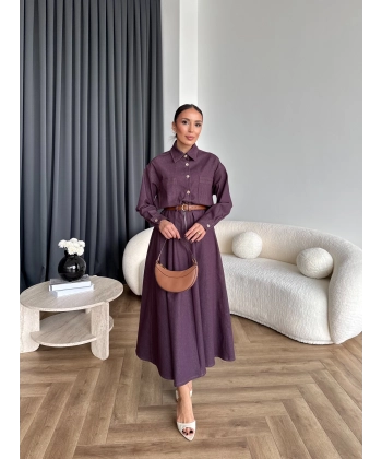 Es - Dacron Etekli Kot Takım - Mürdüm