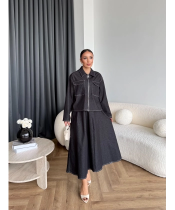 Es - Roxanne Etekli Kot Takım - Siyah