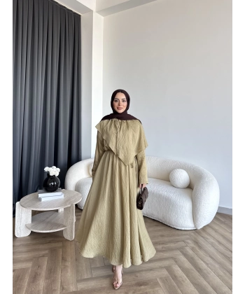 Qu - Mathis Pelerinli Vual Elbise - Yeşil