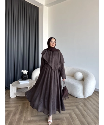 Qu - Mathis Pelerinli Vual Elbise - Kahve