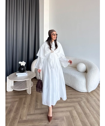 Qu - Quase Pelerin Detay Etek Takım - Beyaz