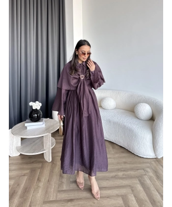 Qu - Quase Pelerin Detay Etek Takım - Mürdüm