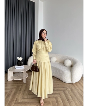 Tb - Veran Bel Detay Etekli Takım - Sarı