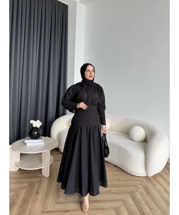 Tb - Veran Bel Detay Etekli Takım - Siyah