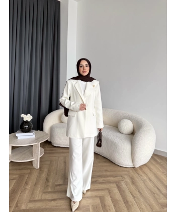 Fuş - Arlin Ceketli Takım - Ekru