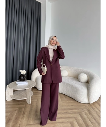 Fuş - Arlin Ceketli Takım - Bordo