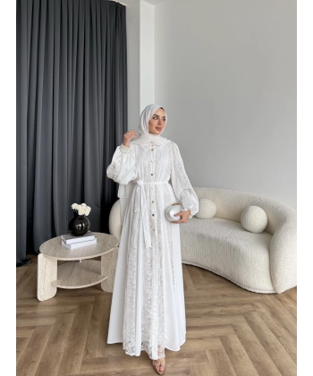 Ng - Napoli Dantel Detaylı Elbise - Beyaz