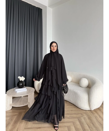 Fuş - Butter Şal Hediye Elbise - Siyah