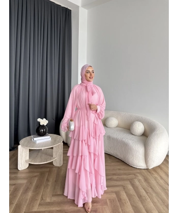 Fuş - Butter Şal Hediye Elbise - Pembe