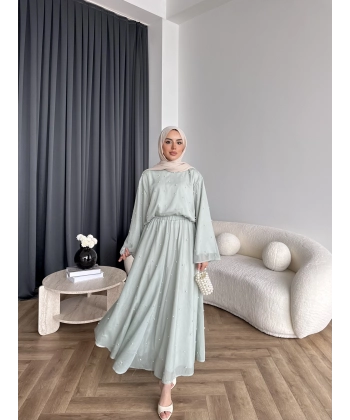 Ng - İncili Etekli Takım - Mint Yeşil