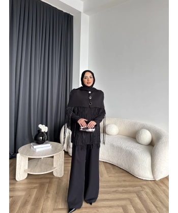 Fuş - Sakura Püsküllü Takım - Siyah