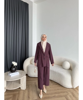 Mav - Moza Düğmeli Takım - Bordo