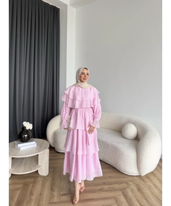 Tb - Dosha Fırfır Detay Elbise - Pembe