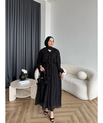 Hen - Henz Vual Bağcıklı Elbise - Siyah