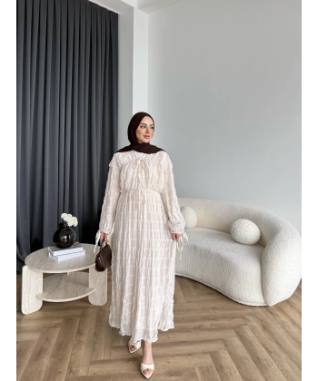 Hen - Henz Vual Bağcıklı Elbise - Bej