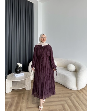 Hen - Henz Vual Bağcıklı Elbise - Bordo