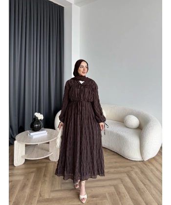 Hen - Henz Vual Bağcıklı Elbise - Kahve