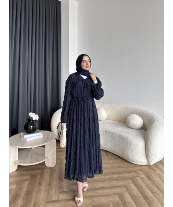 Hen - Henz Vual Bağcıklı Elbise - Lacivert