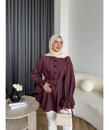 Hen - Sehaa Gül Detay Gömlek - Bordo