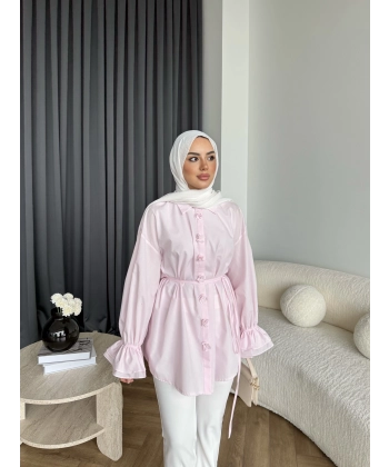 Hen - Sehaa Gül Detay Gömlek - Pembe