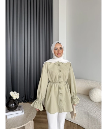 Hen - Sehaa Gül Detay Gömlek - Yeşil