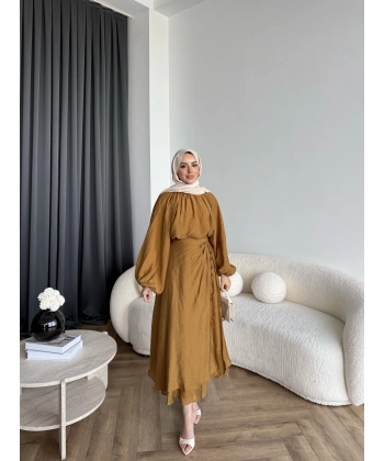 Qu - Balon Kol Etekli Takım - Hardal