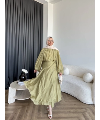 Qu - Balon Kol Etekli Takım - Yeşil