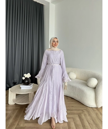 Fuş - Navyl Modal Elbise - Lila - BAYRAMDAN SONRA 15 -20 GÜN İÇİNDE GELİCEKTİR