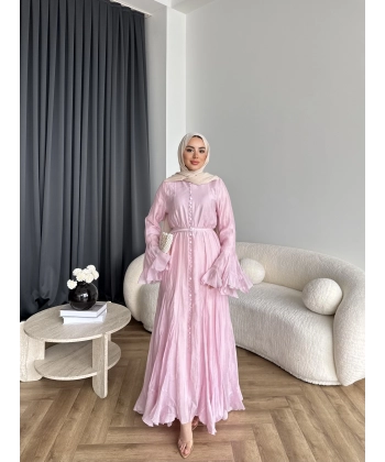 Fuş - Navyl Modal Elbise - Pembe