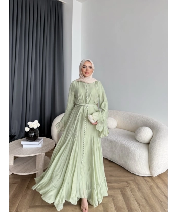 Fuş - Navyl Modal Elbise - Yeşil -  BAYRAMDAN SONRA 15 -20 GÜN İÇİNDE GELİCEKTİR